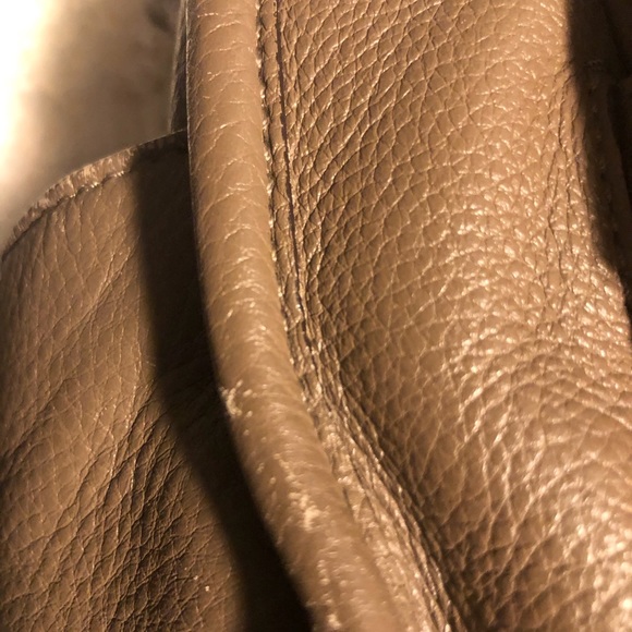 MICHAEL KORS Taupe Leather Satchel Fulton Crossbody Tote Handbag - Picture 10 of 13